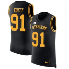 Men's Nike Pittsburgh Steelers #91 Stephon Tuitt Limited Black Rush Player Name & Number Tank Top NFL Jersey