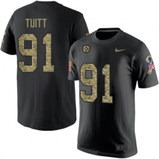 Nike Pittsburgh Steelers #91 Stephon Tuitt Black Camo Salute to Service T-Shirt