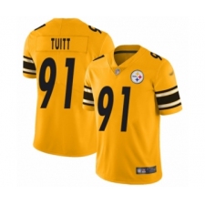Women's Pittsburgh Steelers #91 Stephon Tuitt Limited Gold Inverted Legend Football Jersey