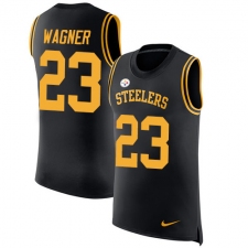 Men's Nike Pittsburgh Steelers #23 Mike Wagner Limited Black Rush Player Name & Number Tank Top NFL Jersey