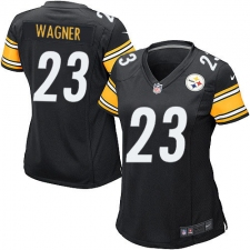 Women's Nike Pittsburgh Steelers #23 Mike Wagner Game Black Team Color NFL Jersey