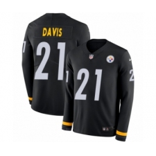 Men's Nike Pittsburgh Steelers #21 Sean Davis Limited Black Therma Long Sleeve NFL Jersey