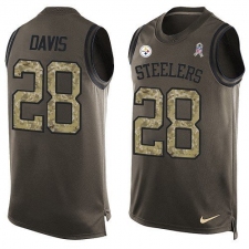 Men's Nike Pittsburgh Steelers #28 Sean Davis Limited Green Salute to Service Tank Top NFL Jersey