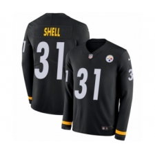 Men's Nike Pittsburgh Steelers #31 Donnie Shell Limited Black Therma Long Sleeve NFL Jersey