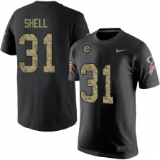 Nike Pittsburgh Steelers #31 Donnie Shell Black Camo Salute to Service T-Shirt