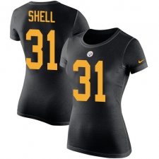 Women's Nike Pittsburgh Steelers #31 Donnie Shell Black Rush Pride Name & Number T-Shirt