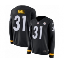 Women's Nike Pittsburgh Steelers #31 Donnie Shell Limited Black Therma Long Sleeve NFL Jersey