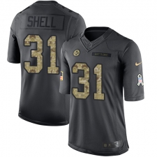 Youth Nike Pittsburgh Steelers #31 Donnie Shell Limited Black 2016 Salute to Service NFL Jersey