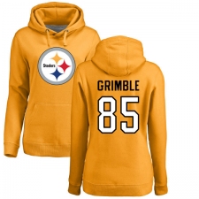 NFL Women's Nike Pittsburgh Steelers #85 Xavier Grimble Gold Name & Number Logo Pullover Hoodie