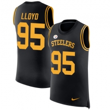 Men's Nike Pittsburgh Steelers #95 Greg Lloyd Limited Black Rush Player Name & Number Tank Top NFL Jersey