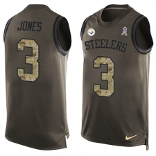 Men's Nike Pittsburgh Steelers #3 Landry Jones Limited Green Salute to Service Tank Top NFL Jersey
