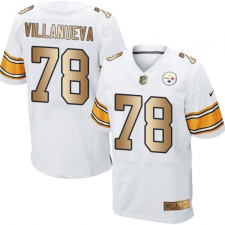 Men's Nike Pittsburgh Steelers #78 Alejandro Villanueva Elite White/Gold NFL Jersey