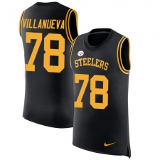 Men's Nike Pittsburgh Steelers #78 Alejandro Villanueva Limited Black Rush Player Name & Number Tank Top NFL Jersey