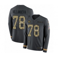 Men's Nike Pittsburgh Steelers #78 Alejandro Villanueva Limited Black Salute to Service Therma Long Sleeve NFL Jersey