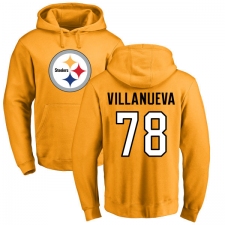 NFL Nike Pittsburgh Steelers #78 Alejandro Villanueva Gold Name & Number Logo Pullover Hoodie