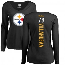 NFL Women's Nike Pittsburgh Steelers #78 Alejandro Villanueva Black Backer Slim Fit Long Sleeve T-Shirt