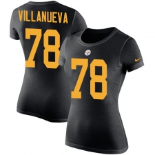 Women's Nike Pittsburgh Steelers #78 Alejandro Villanueva Black Rush Pride Name & Number T-Shirt