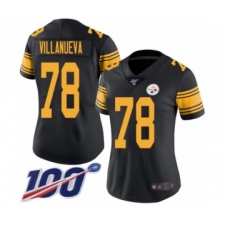Women's Pittsburgh Steelers #78 Alejandro Villanueva Limited Black Rush Vapor Untouchable 100th Season Football Jersey