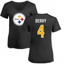 NFL Women's Nike Pittsburgh Steelers #4 Jordan Berry Black Name & Number Logo Slim Fit T-Shirt
