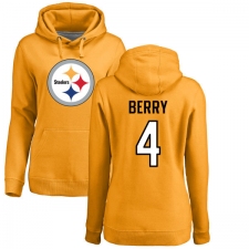NFL Women's Nike Pittsburgh Steelers #4 Jordan Berry Gold Name & Number Logo Pullover Hoodie