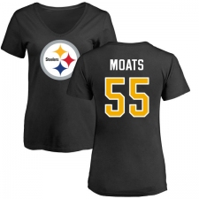 NFL Women's Nike Pittsburgh Steelers #55 Arthur Moats Black Name & Number Logo Slim Fit T-Shirt