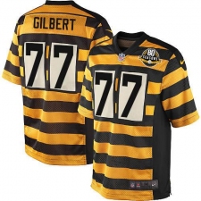 Men's Nike Pittsburgh Steelers #77 Marcus Gilbert Elite Yellow/Black Alternate 80TH Anniversary Throwback NFL Jersey