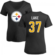 NFL Women's Nike Pittsburgh Steelers #37 Carnell Lake Black Name & Number Logo Slim Fit T-Shirt