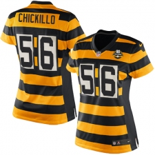 Women's Nike Pittsburgh Steelers #56 Anthony Chickillo Limited Yellow/Black Alternate 80TH Anniversary Throwback NFL Jersey
