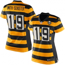 Women's Nike Pittsburgh Steelers #19 JuJu Smith-Schuster Elite Yellow/Black Alternate 80TH Anniversary Throwback NFL Jersey
