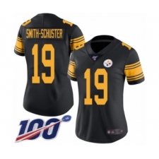 Women's Pittsburgh Steelers #19 JuJu Smith-Schuster Limited Black Rush Vapor Untouchable 100th Season Football Jersey