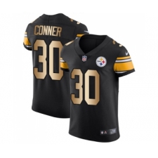 Men's Pittsburgh Steelers #30 James Conner Elite Black Gold Team Color Football Jersey