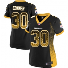 Women's Nike Pittsburgh Steelers #30 James Conner Elite Black Drift Fashion NFL Jersey