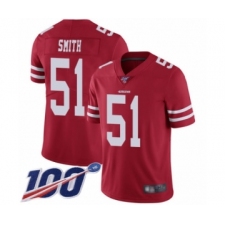 Men's San Francisco 49ers #51 Malcolm Smith Red Team Color Vapor Untouchable Limited Player 100th Season Football Jersey