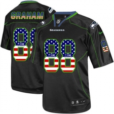 Men's Nike Seattle Seahawks #88 Jimmy Graham Elite Black USA Flag Fashion NFL Jersey