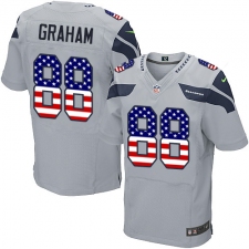 Men's Nike Seattle Seahawks #88 Jimmy Graham Elite Grey Alternate USA Flag Fashion NFL Jersey