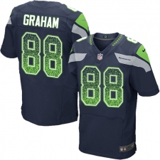 Men's Nike Seattle Seahawks #88 Jimmy Graham Elite Navy Blue Home Drift Fashion NFL Jersey