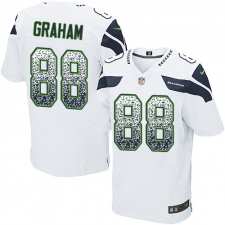 Men's Nike Seattle Seahawks #88 Jimmy Graham Elite White Road Drift Fashion NFL Jersey