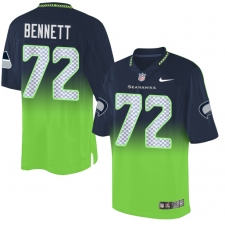 Men's Nike Seattle Seahawks #72 Michael Bennett Elite Navy/Green Fadeaway NFL Jersey