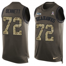 Men's Nike Seattle Seahawks #72 Michael Bennett Limited Green Salute to Service Tank Top NFL Jersey