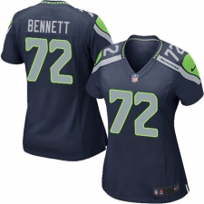 Women's Nike Seattle Seahawks #72 Michael Bennett Game Steel Blue Team Color NFL Jersey