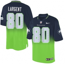 Men's Nike Seattle Seahawks #80 Steve Largent Elite Navy/Green Fadeaway NFL Jersey
