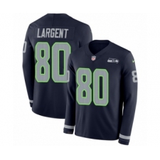 Men's Nike Seattle Seahawks #80 Steve Largent Limited Navy Blue Therma Long Sleeve NFL Jersey