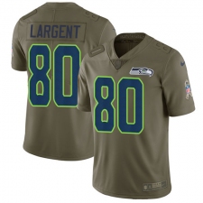 Men's Nike Seattle Seahawks #80 Steve Largent Limited Olive 2017 Salute to Service NFL Jersey
