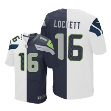 Men's Nike Seattle Seahawks #16 Tyler Lockett Elite Navy/White Split Fashion NFL Jersey