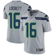 Men's Nike Seattle Seahawks #16 Tyler Lockett Grey Alternate Vapor Untouchable Limited Player NFL Jersey