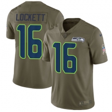 Men's Nike Seattle Seahawks #16 Tyler Lockett Limited Olive 2017 Salute to Service NFL Jersey