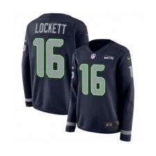 Women's Nike Seattle Seahawks #16 Tyler Lockett Limited Navy Blue Therma Long Sleeve NFL Jersey
