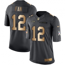 Men's Nike Seattle Seahawks 12th Fan Limited Black/Gold Salute to Service NFL Jersey