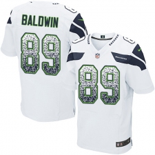 Men's Nike Seattle Seahawks #89 Doug Baldwin Elite White Road Drift Fashion NFL Jersey