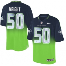 Men's Nike Seattle Seahawks #50 K.J. Wright Elite Navy/Green Fadeaway NFL Jersey